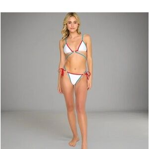 Beach Bunny Selena Bikini Bathing Suit with Gold Ring and Accents XL NWT